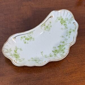 Antique Floral Bone Dish Alfred Meakin Royal Windermere Ironstone Green